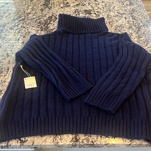 a.n.a Navy Blue Ribbed Turtleneck Sweater NWT size m/l